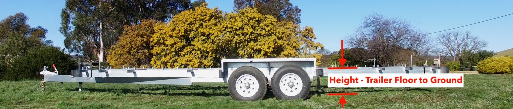 A 7.2M long 4500kg ATM protruding wheel guard style tiny house trailer has an "uncompressed" trailer floor to ground height of 680mm.