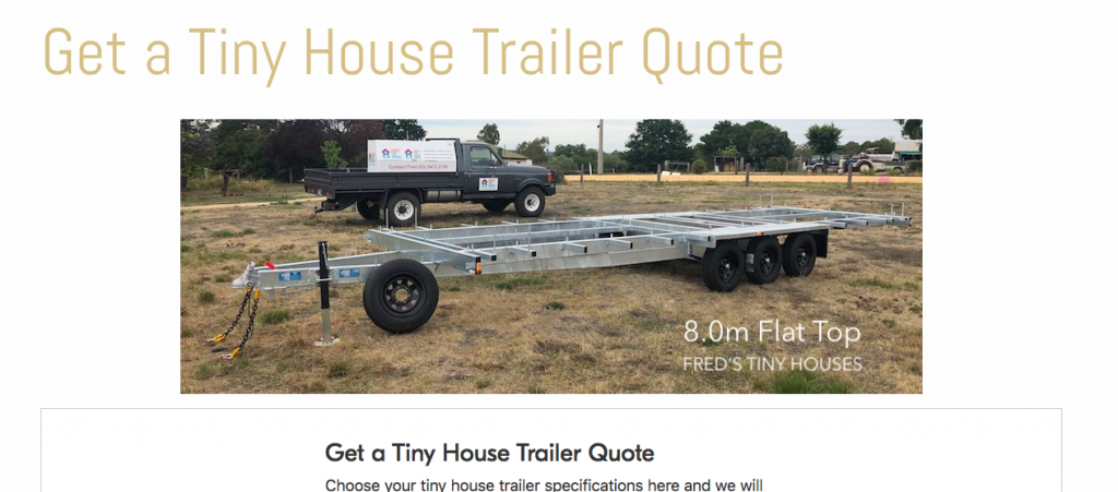 Tiny House trailer fast quote 