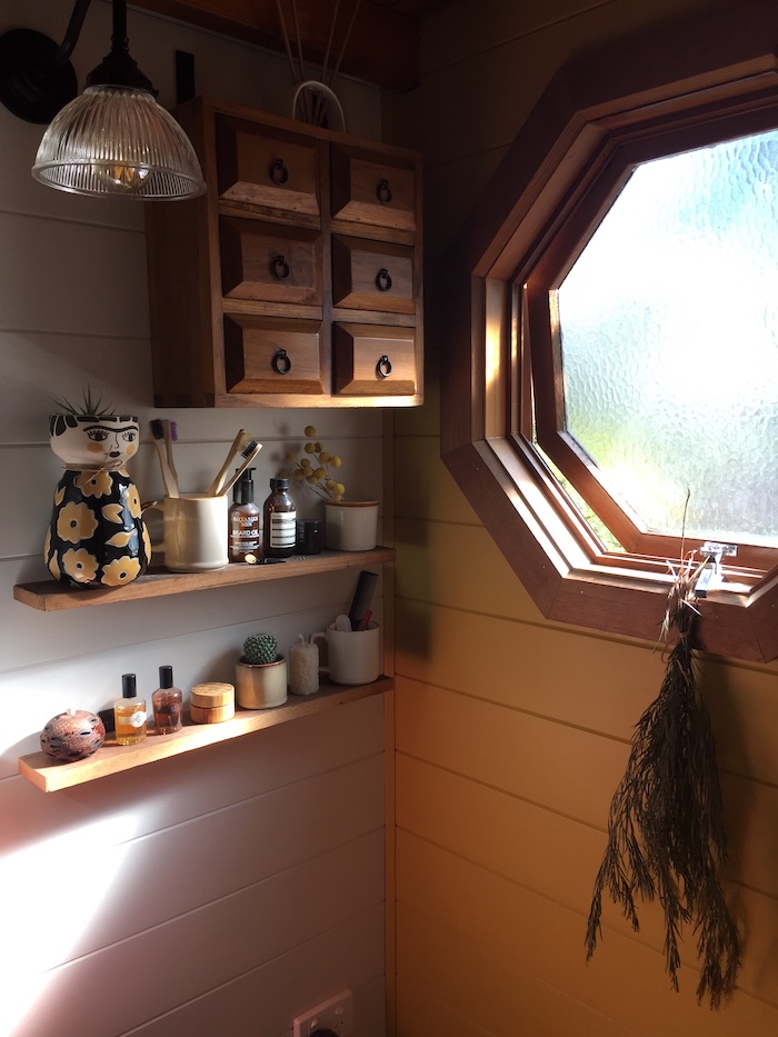 Anna and Rowan DIY Tiny House on wheels Australia Build window