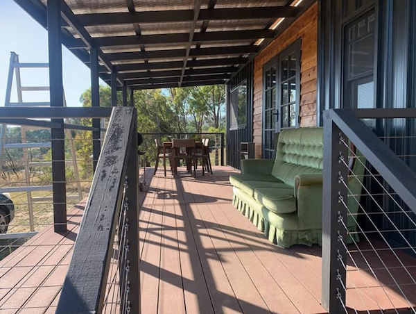 Tiny House deck for shade and outdoor living space
