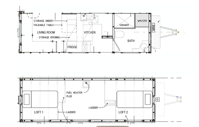 Australian 7.2 meter Tiny House Plans for sale floor plan